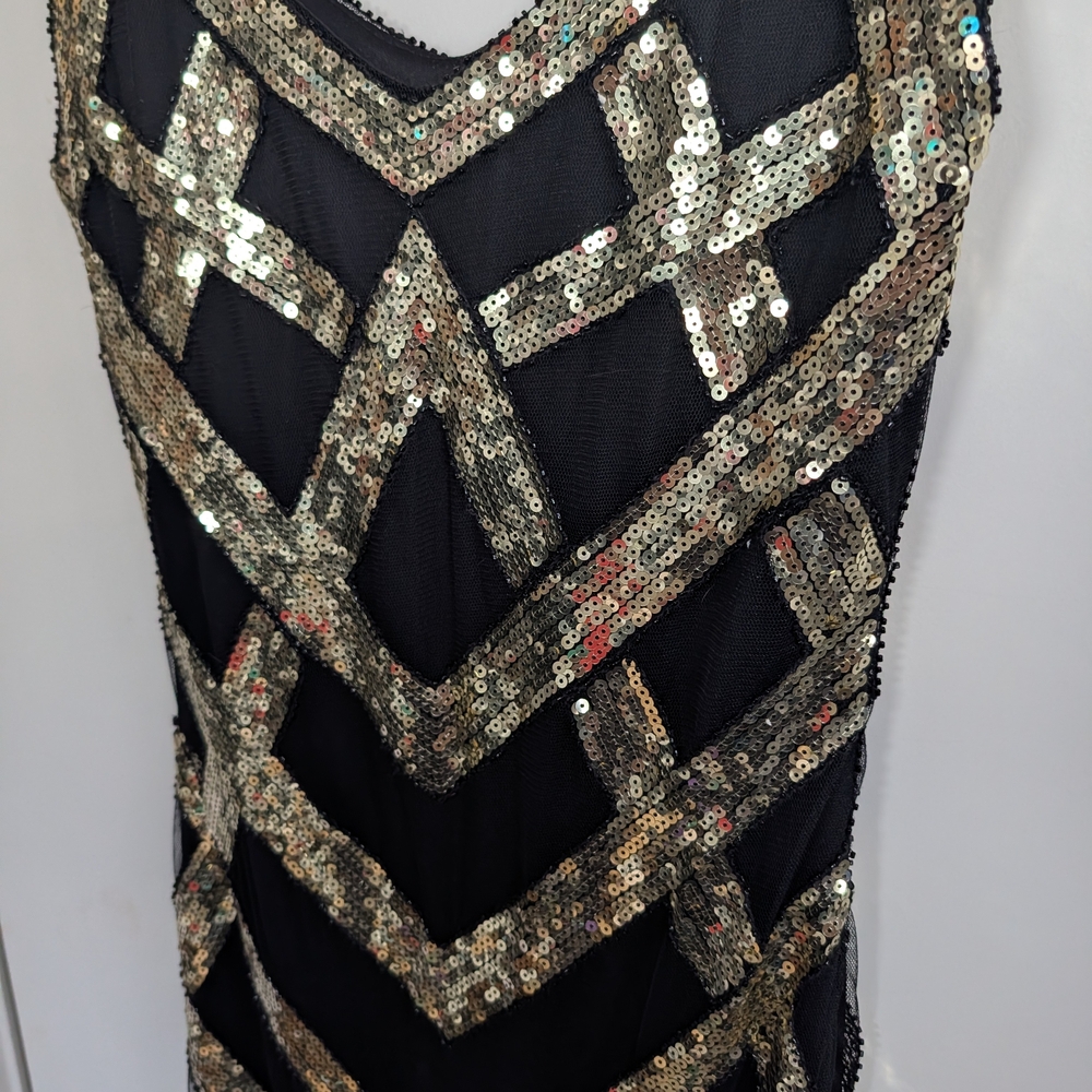 Glamorous Black and Gold Fringe Mini Dress - Picture 8 of 14